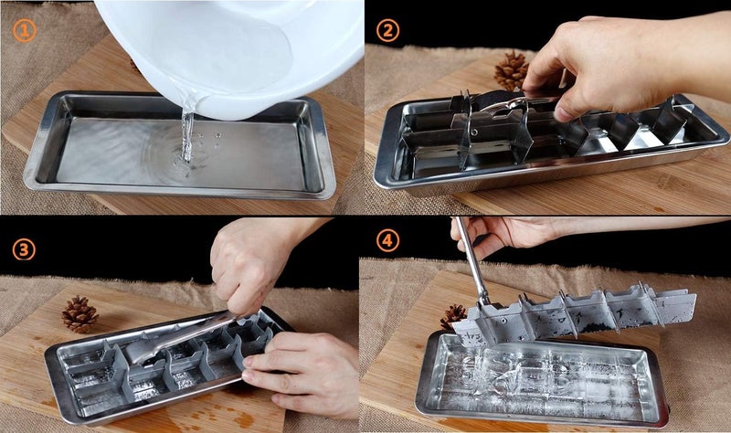 i Kito Stainless Steel Ice Cube Maker Tray,Lever Style Ice Cube Mold Quick To Making 18 Ice Cubes - Image 3